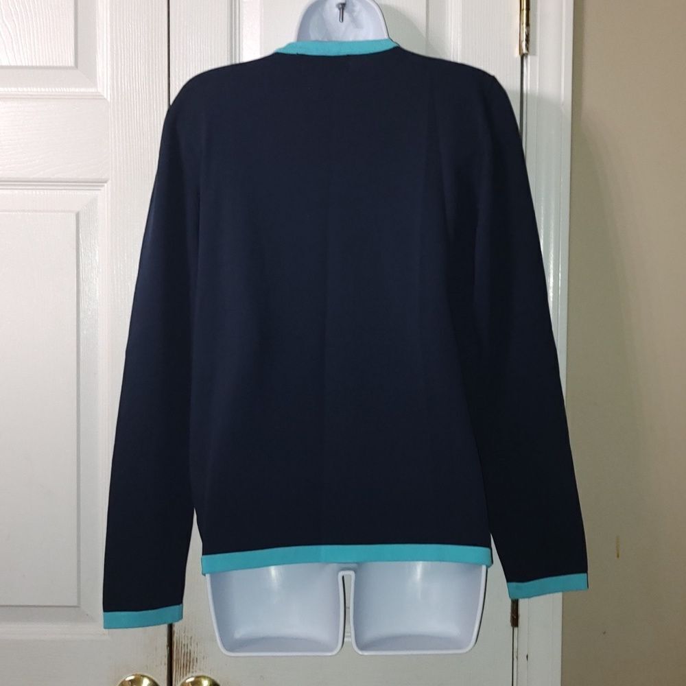 Alfred Dunner 2 in 1 nautical anchor beach sweater cardigan Sz M - Picture 5 of 6